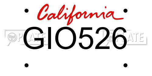 GIO526 California License Plate