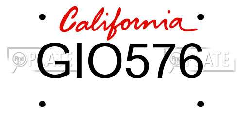 GIO576 California License Plate