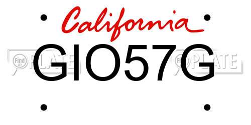 GIO57G California License Plate