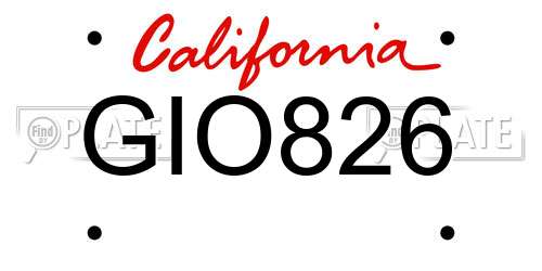 GIO826 California License Plate