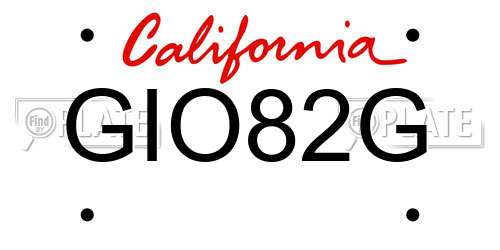 GIO82G California License Plate