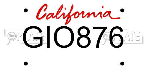 GIO876 California License Plate