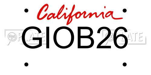 GIOB26 California License Plate