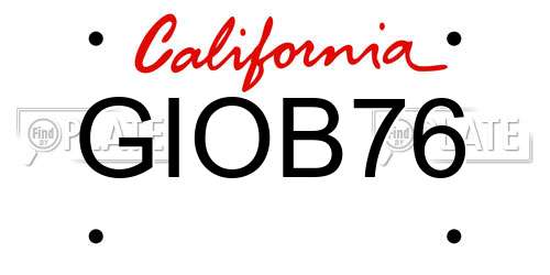 GIOB76 California License Plate
