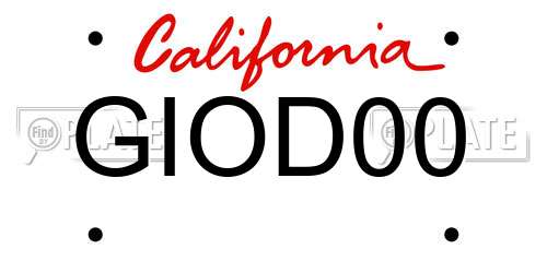 GIOD00 California License Plate