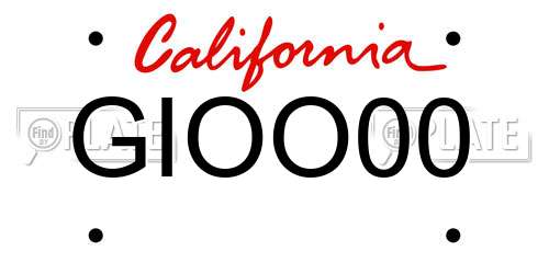 GIOO00 California License Plate