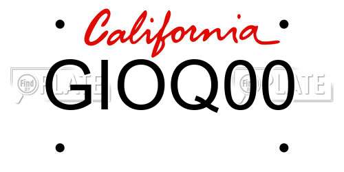 GIOQ00 California License Plate
