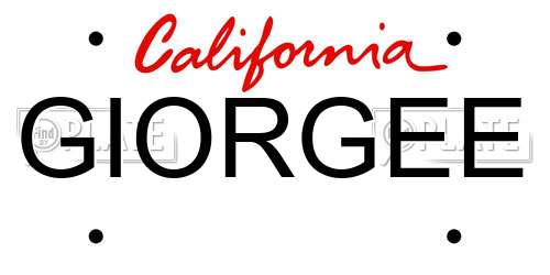 GIORGEE California License Plate