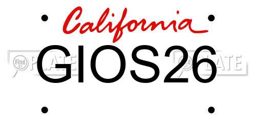 GIOS26 California License Plate