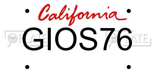 GIOS76 California License Plate