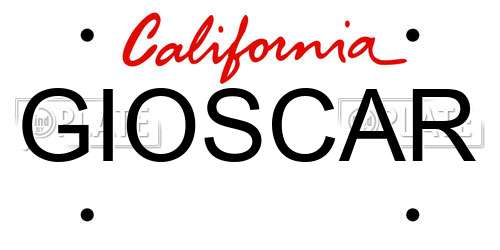 GIOSCAR California License Plate