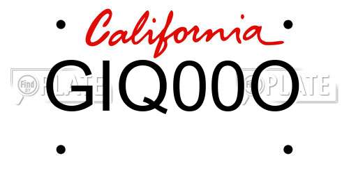 GIQ00O California License Plate