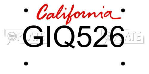 GIQ526 California License Plate