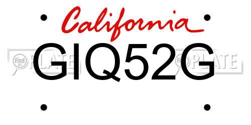 GIQ52G California License Plate