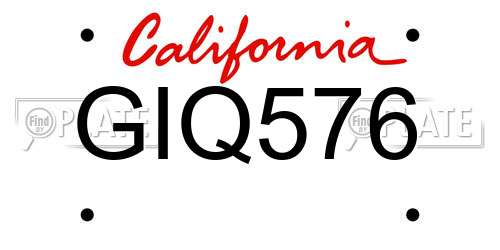 GIQ576 California License Plate