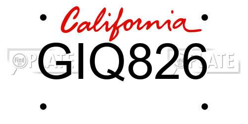 GIQ826 California License Plate