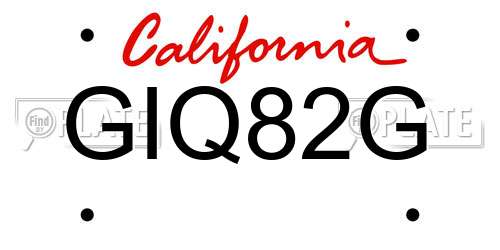 GIQ82G California License Plate