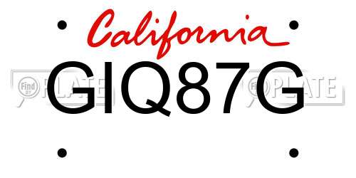 GIQ87G California License Plate