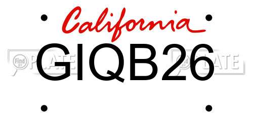 GIQB26 California License Plate