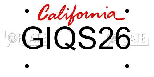 GIQS26 California License Plate