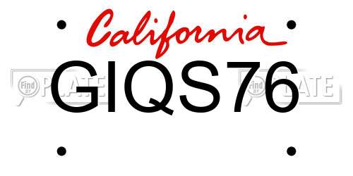 GIQS76 California License Plate