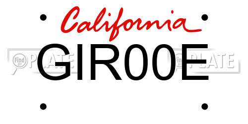 GIR00E California License Plate