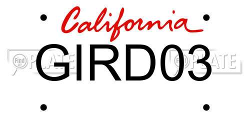 GIRD03 California License Plate