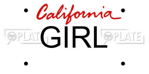 GIRL California License Plate
