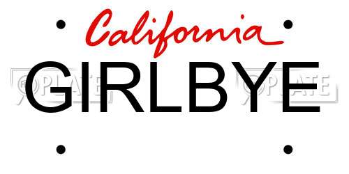 GIRLBYE California License Plate