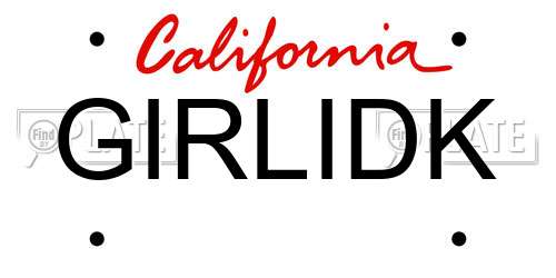 GIRLIDK California License Plate