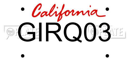 GIRQ03 California License Plate