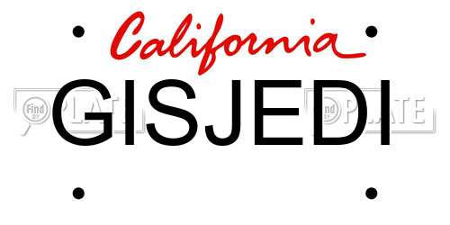 GISJEDI California License Plate