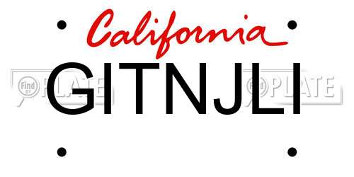 GITNJLI California License Plate