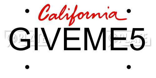 GIVEME5 California License Plate