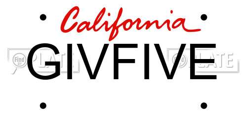 GIVFIVE California License Plate