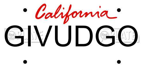 GIVUDGO California License Plate