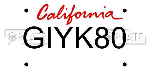 GIYK80 California License Plate