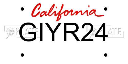 GIYR24 California License Plate