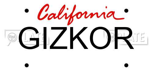GIZKOR California License Plate