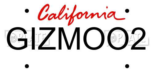 GIZMOO2 California License Plate