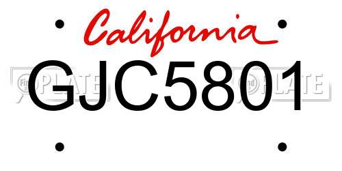 GJC5801 California License Plate