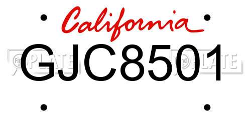 GJC8501 California License Plate
