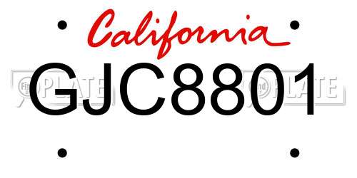 GJC8801 California License Plate
