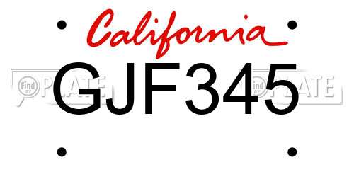 GJF345 California License Plate