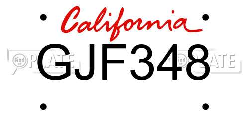 GJF348 California License Plate
