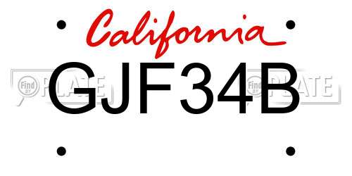 GJF34B California License Plate