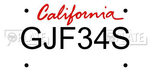 GJF34S California License Plate