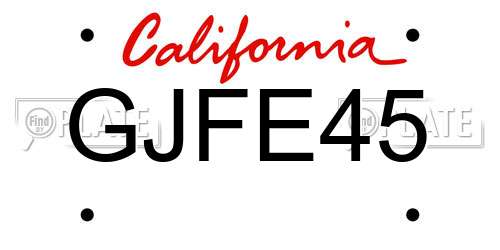 GJFE45 California License Plate