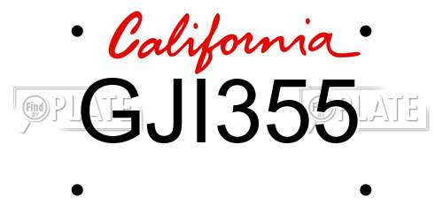 GJI355 California License Plate