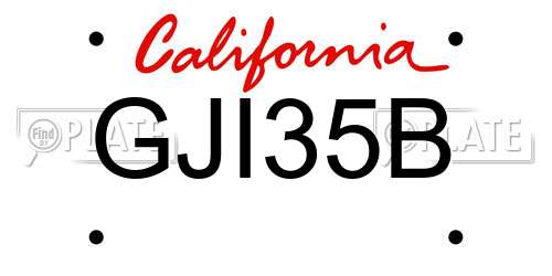 GJI35B California License Plate
